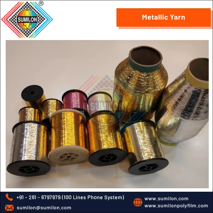 Highly in Demand Top Most Selling Low Twisted M-Type Metallic/ Polyester Yarn for Weaving from India Origin Dealer