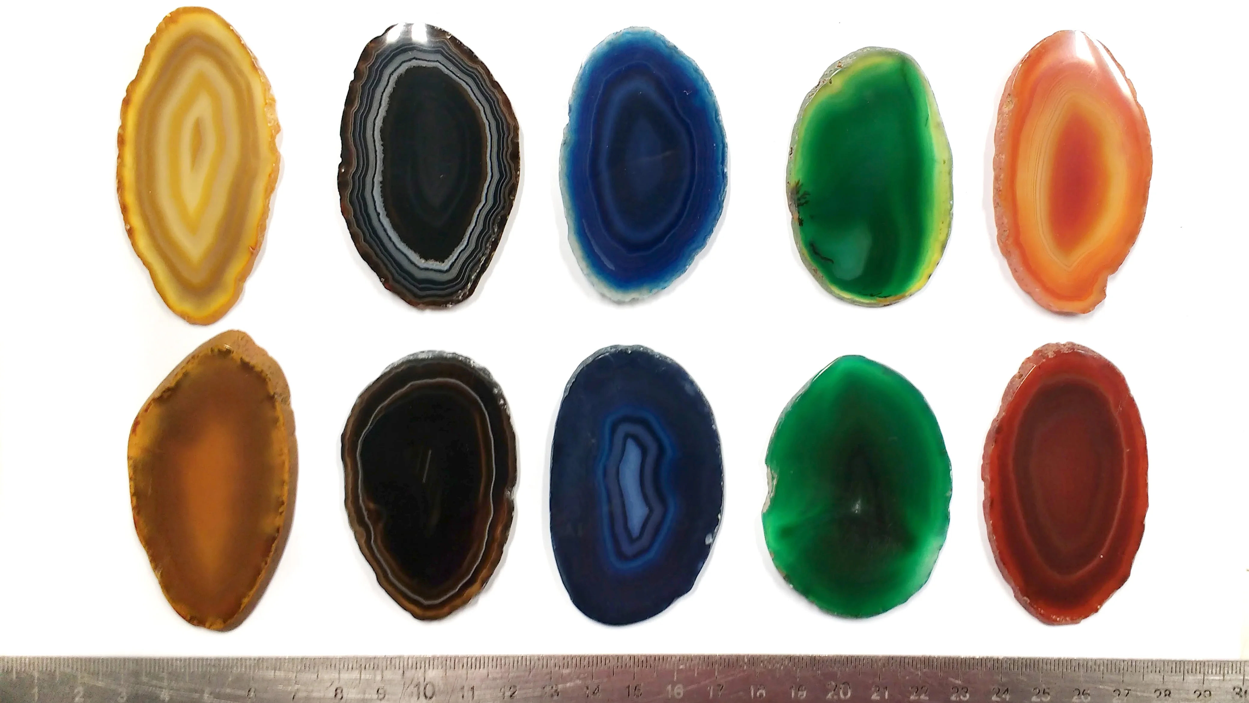 Wholesale Decorative Mineral Gemstones Handmade Amazing Natural Agate Slices in Black Red Pink Green Brown Oval Shape Polished
