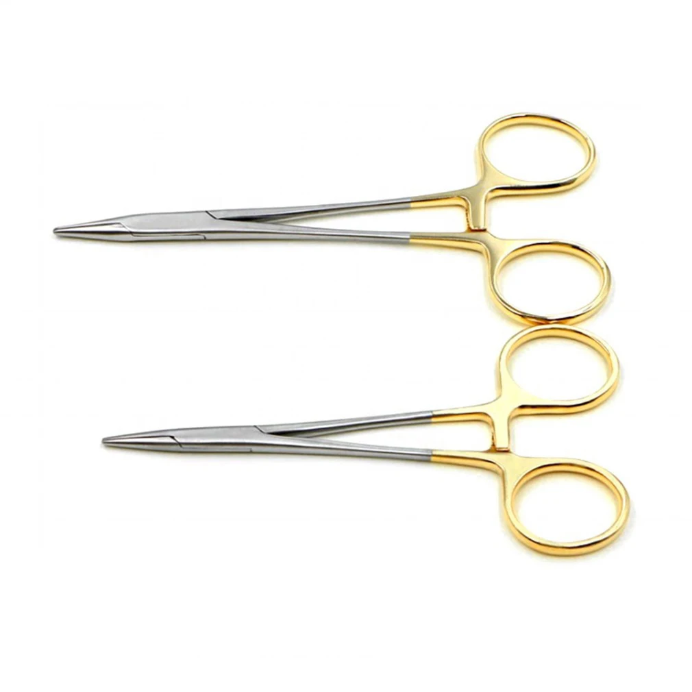 Stainless Steel Clamps Ophthalmic Needle Forceps Needle Holder with Gold Handle