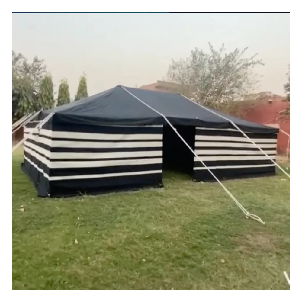Traditional Arabic Luxury Canvas Outdoor Desert Camping Tent Arabian Black & White Stripe Customized Tents