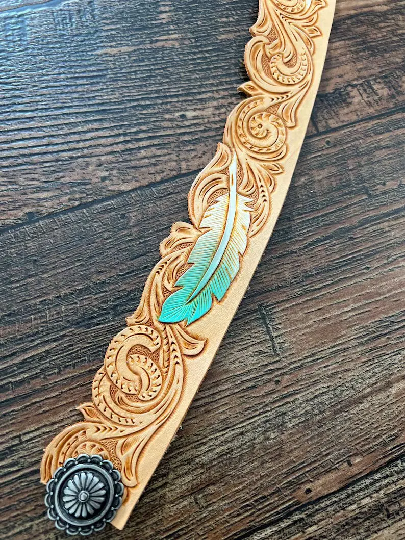 Best Selling Hand Made Designer Leather Western Tooled Feather Hat Band At Wholesale Manufacture