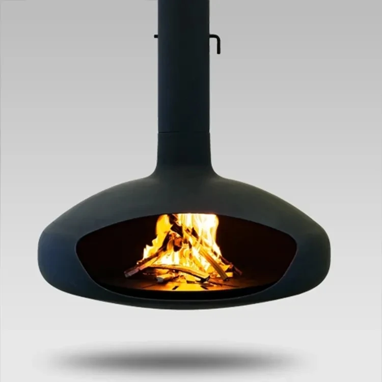 Black Indoor Suspended and Hanging Morden Ceiling Mounted Gas Fireplaces