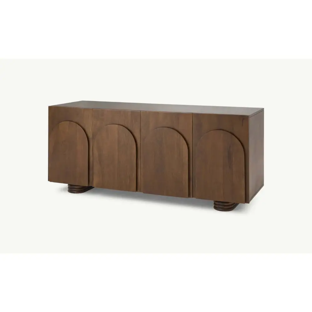 modern luxury vintage antique royal  living room walnut colour ribbed wood folding legs 4 doors sideboard cabinet