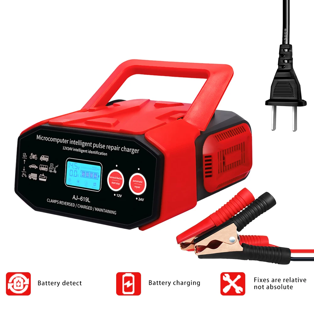 12V 24V Pulse Repair Charger AGM Deep cycle GEL EFB Lead-Acid battery Charger LiFePO4 Motorcycle & Car Battery Charger