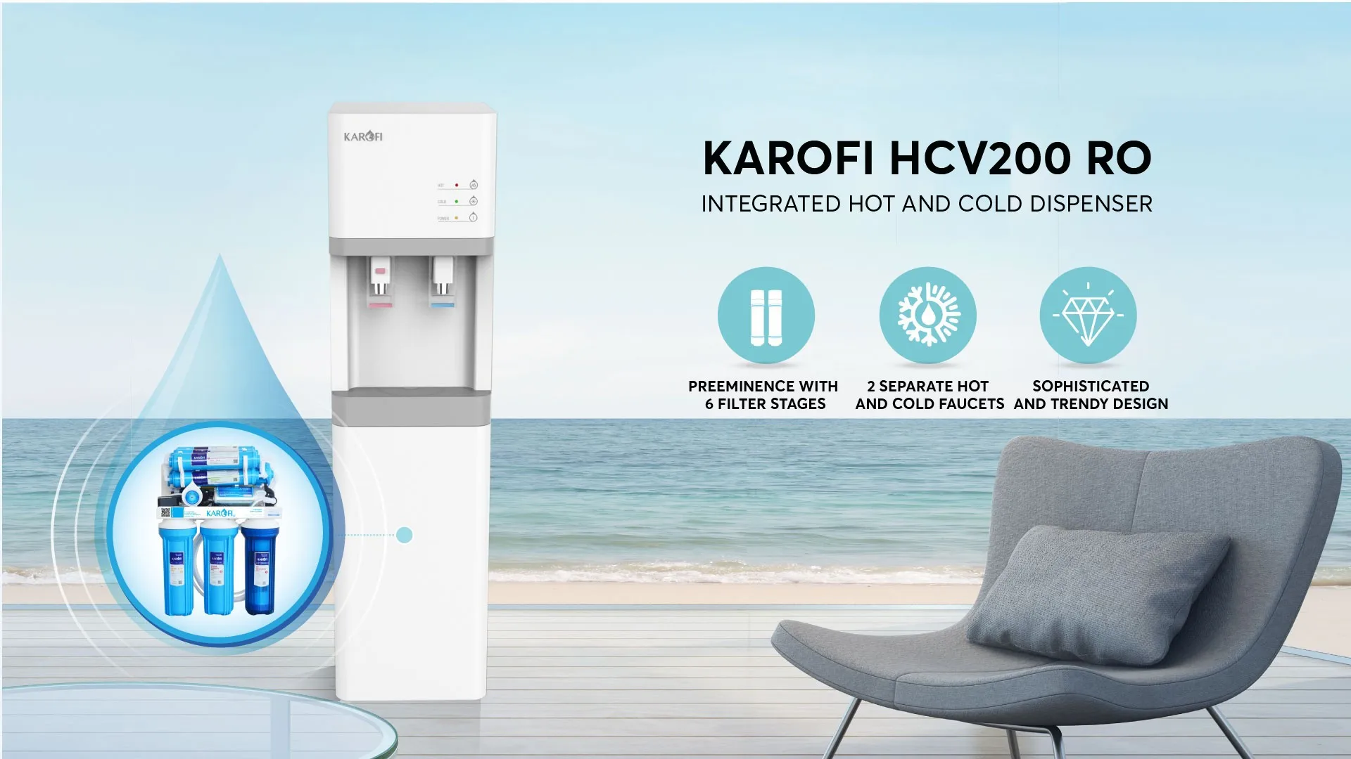 HOT & Cold Water Dispenser KAROFI HCV 200 RO Integrated Water Korean RO Membrane 100 GP Reliable quality