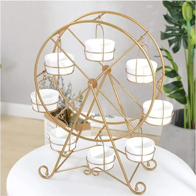Ferris Wheel Cupcake Stand Metal Wire Frame Dessert Carrier Display for Circus Party Kids Birthday, Wedding and Carnival