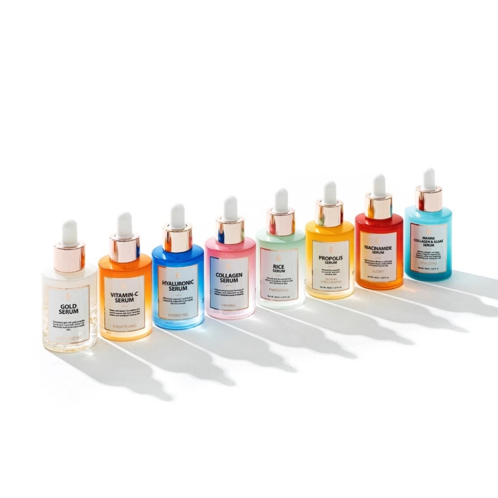 OEM Korean Rice Skin Care Serum with Private Label Hyaluronic Acid Glycolic Acid Liquid Oil Forms Whitening Effect for Face Eyes