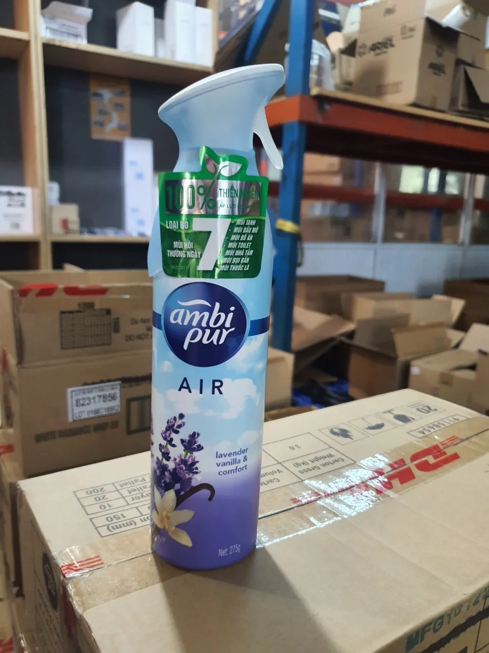 Ambi-Pur Lavender and Vanilla Scent Air Freshener Spray.