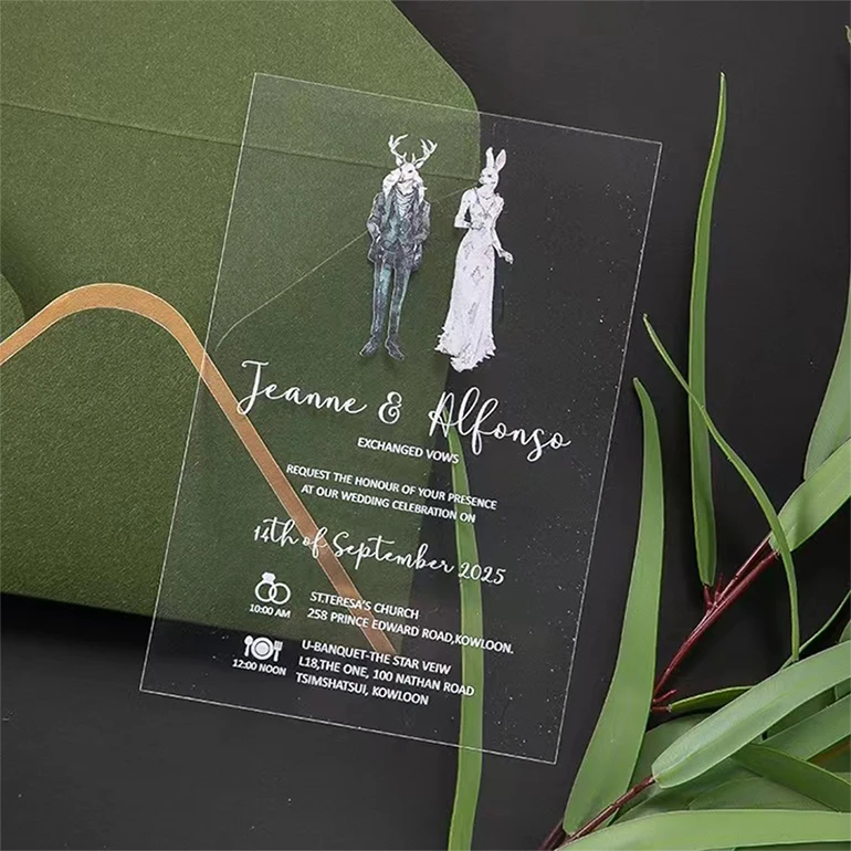 Customize laser cut wedding invitation cards high quality party invitation paper custom acrylic marriage invitation