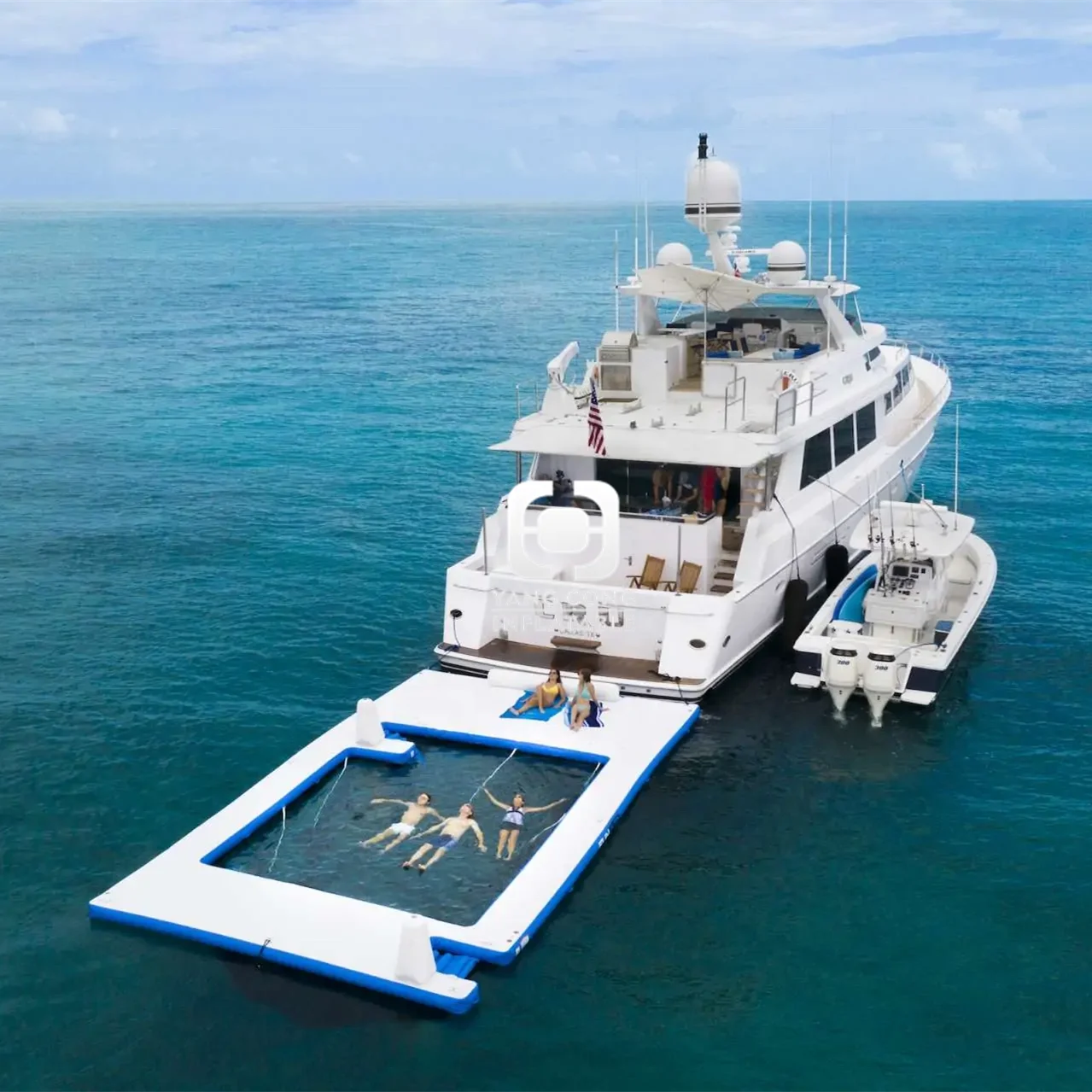 Commercial white color platform floating dock ocean swimming inflatable pool water jet ski floating dock for relax