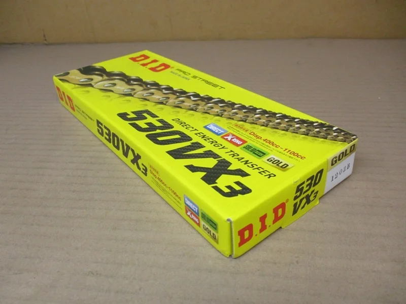 Japan DID Motorcycle Gold Chain 530 VX3 G&G 120ZB X-ring