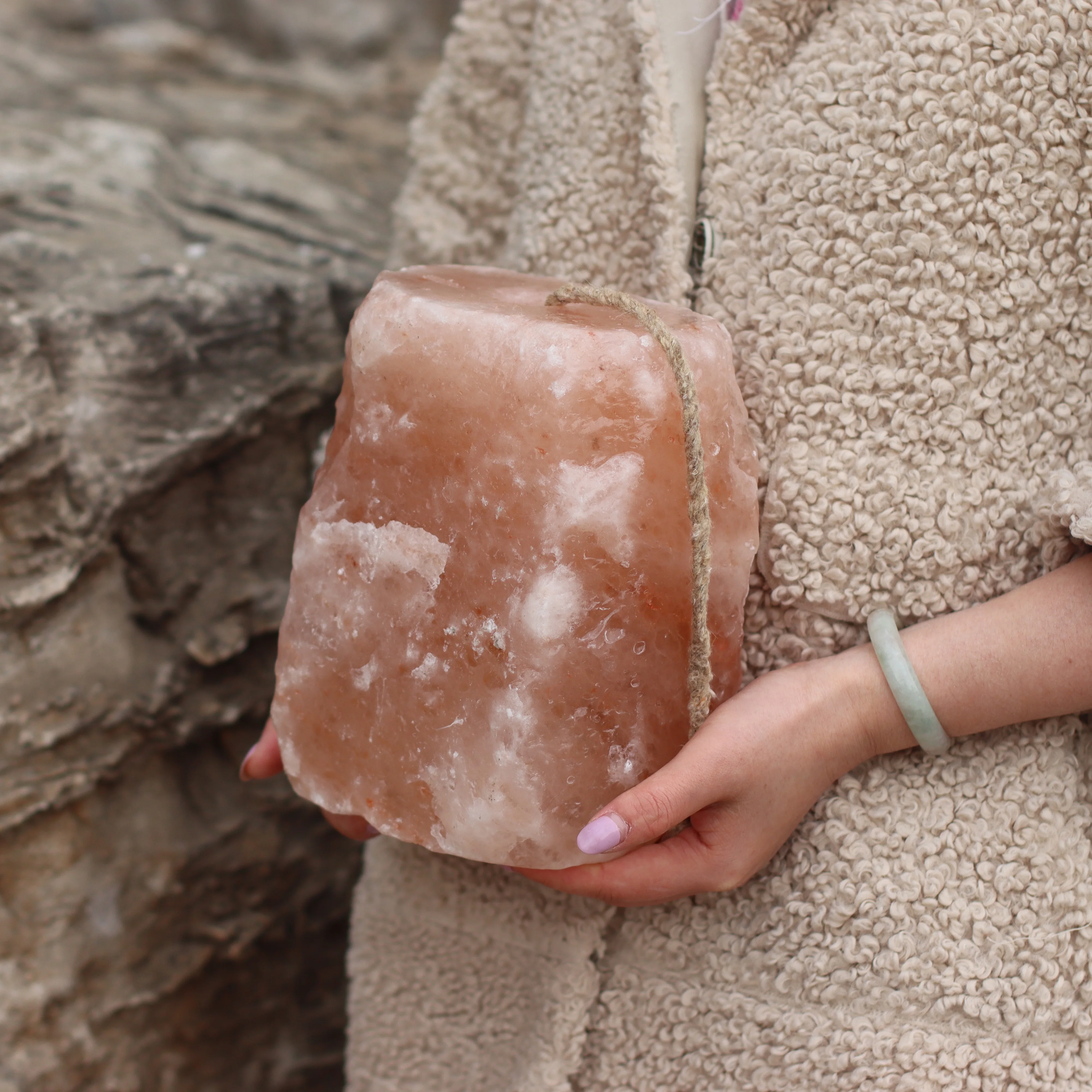 Organic Animal Himalayan Pink Salt Lick on Rope for Horses