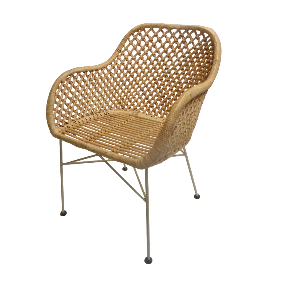 Modern Rattan Chair with Metal Frame: Stylish and Durable Furniture for Any Space