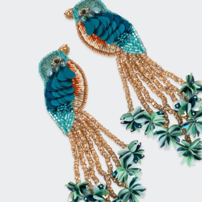 2024 Latest Design Beaded and Hand Embroidered Earrings at the Back Best jewellery Supplier from India