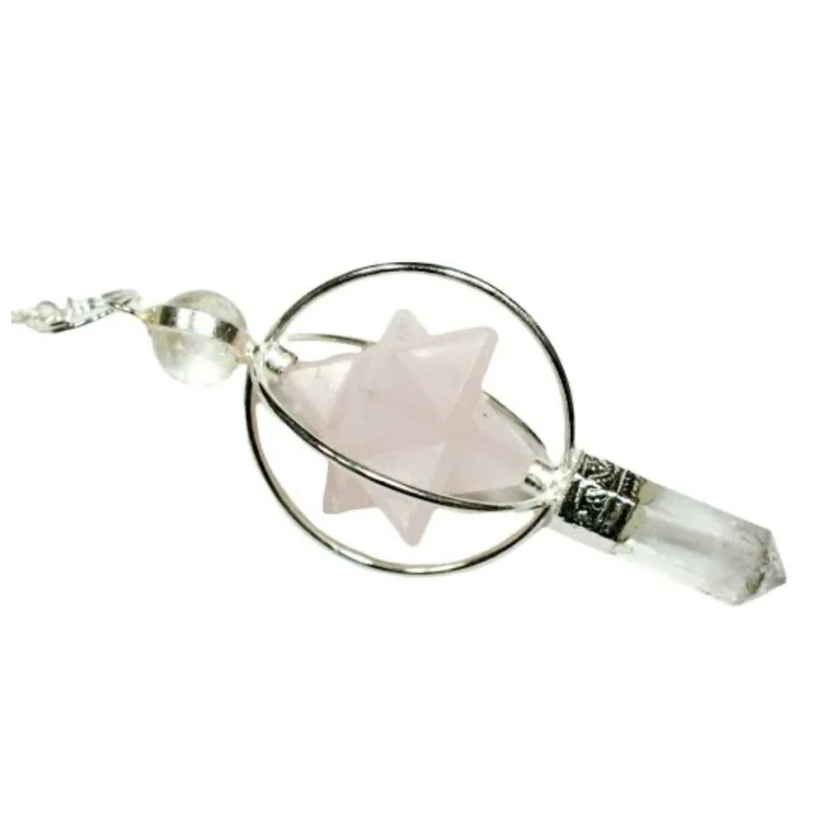 Standard Quality Merkaba Star Pendulum with Crystal Pencil with Metal Work for Meditation and Transmits Healing