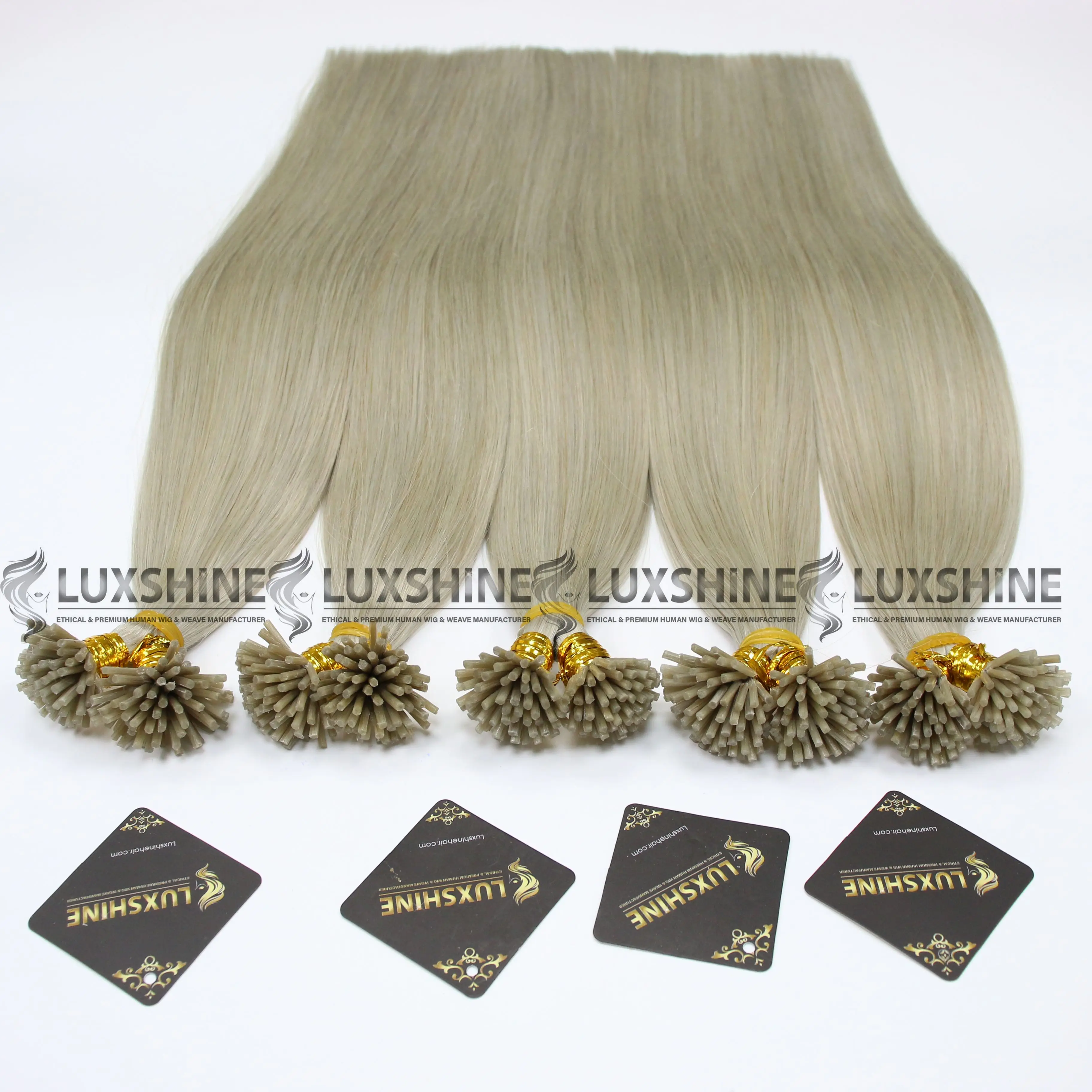 Wholesale 100% I Tip Human Hair Extension Double Drawn Virgin Hair Ash color #60ash Light Blonde