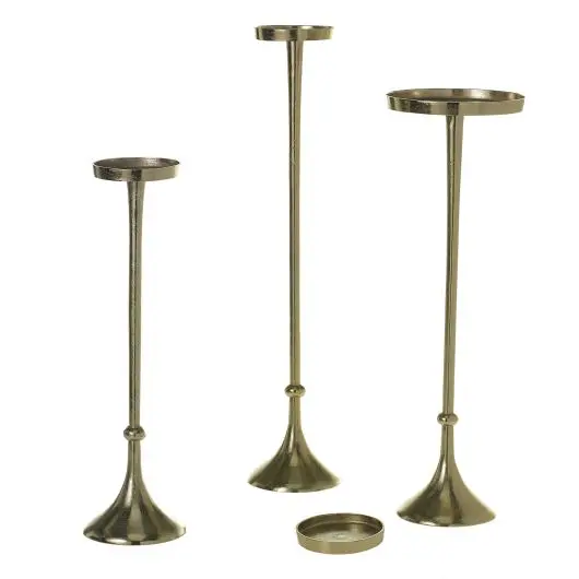 Aluminum Tall Candlestick Pillar Holder Gold Plated Table Candle Art decoration Candelabra Candle Stand Set of 3