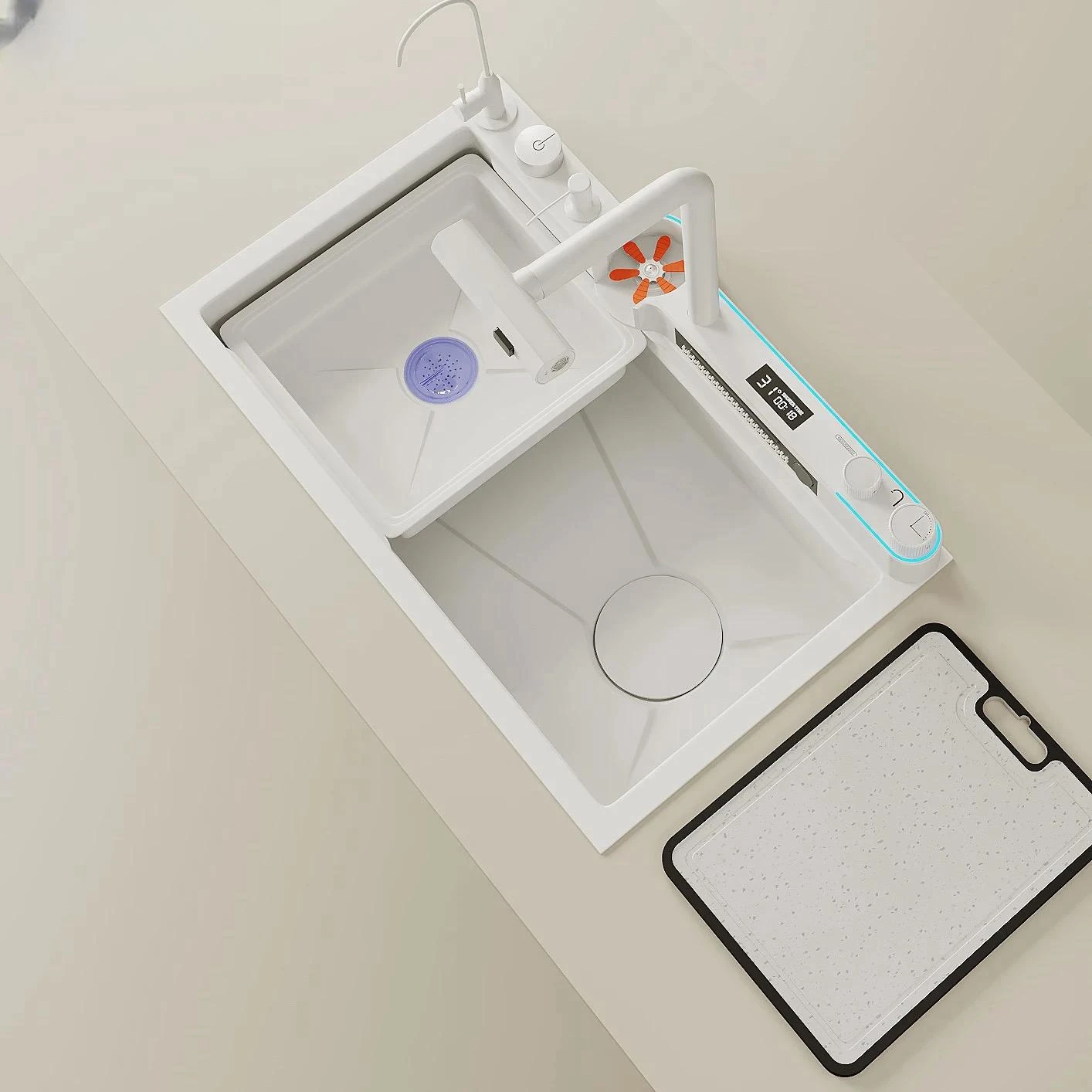 2024 Moden Black Kitchen Sink New Stainless Steel Smart And Large Sink Home Utility sink Multifunctional Faucet