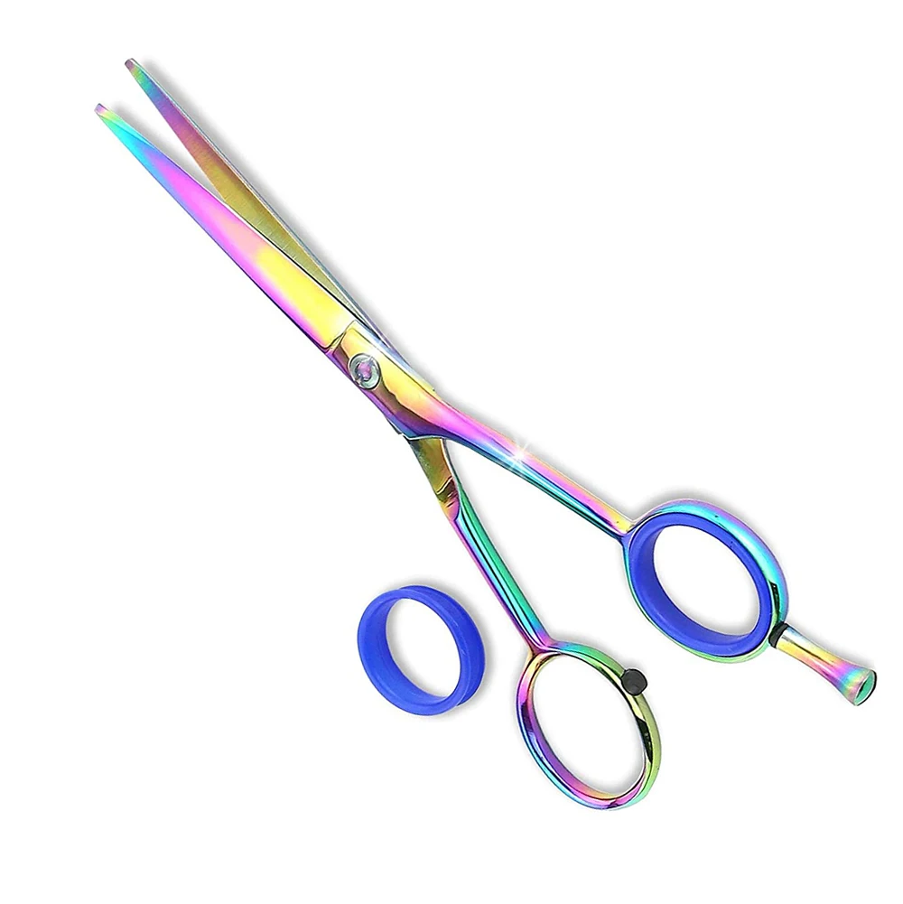 Rainbow Color Razor Edge Sharp Barber Scissors Hair Cutting Scissors/Shears Barber Haircut Scissors With Finger Rest