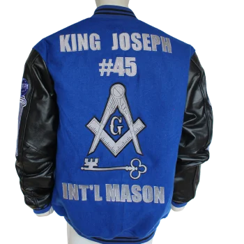 New design msonic varsity jackets freemason illuminati sign winter jackets wool body leather sleeve varsity jackets