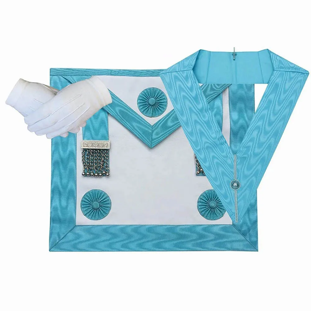 High Quality Lambskin Craft Master Masons MM Apron, Officer Collar and Glove with Excellent quality & supplies