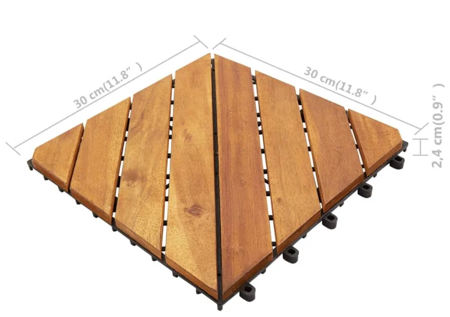 Contemporary 12-Slat Wood Composite Deck Tiles Easy-to-Install Interlocking Tiles Outdoor Balcony Patio Flooring Do-It-Yourself