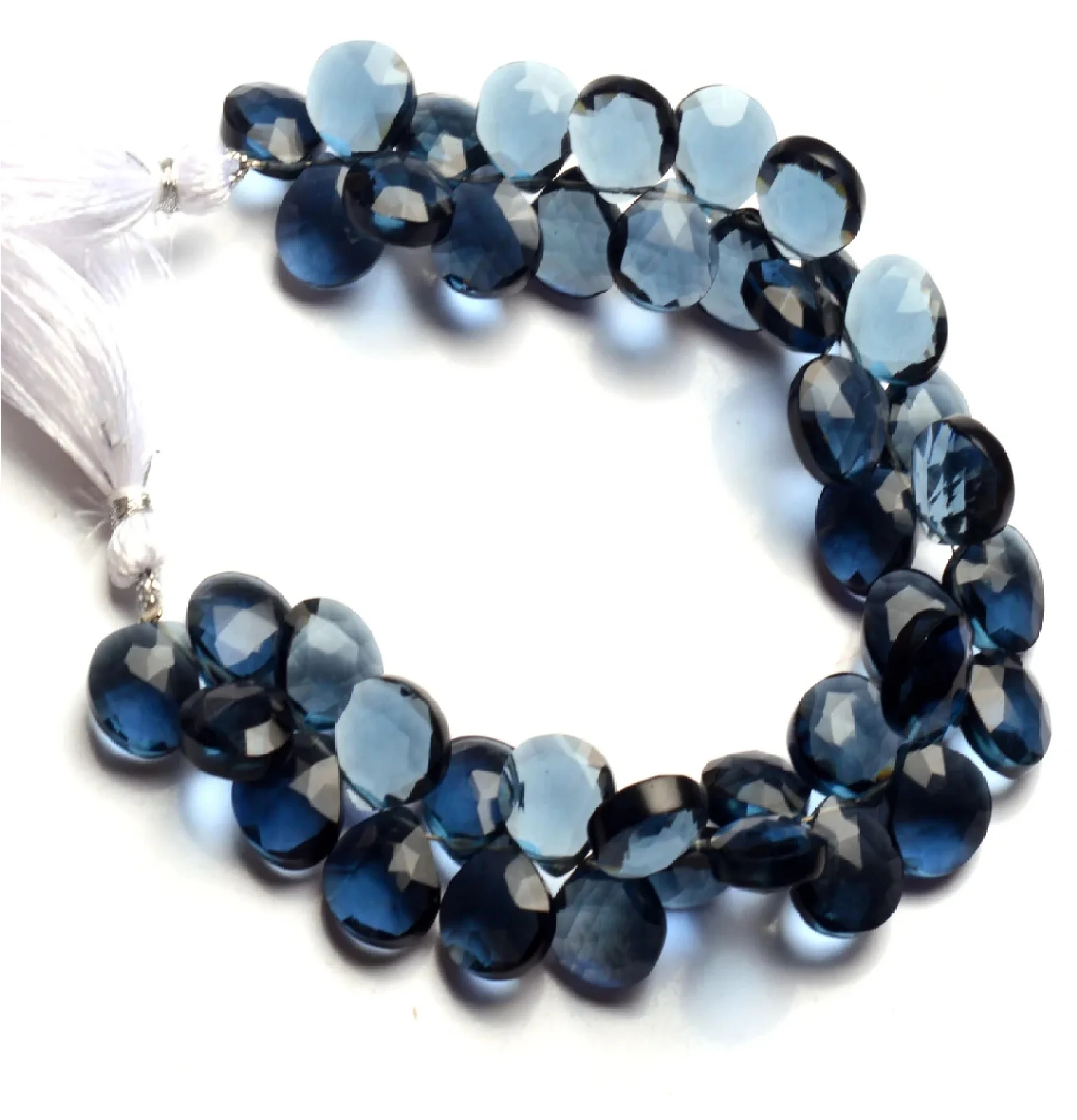 London Blue Topaz Hydro Quartz Gemstone Faceted Heart Shape Loose Beads for Jewelry Making Composed of Agate and Amethyst