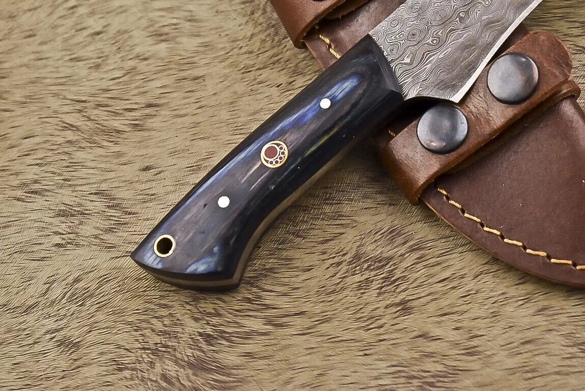 Handmade Damascus Blade Knife Fixed Blade knife  Hunting knife With leather sheath Best For Fishing