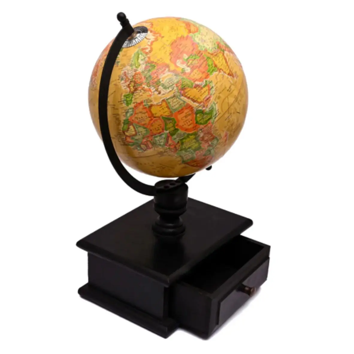 Modern Luxury Earth Globe with Vintage Style Wooden and Resin Material Iron Stand for Wall Decorative Christmas Holiday