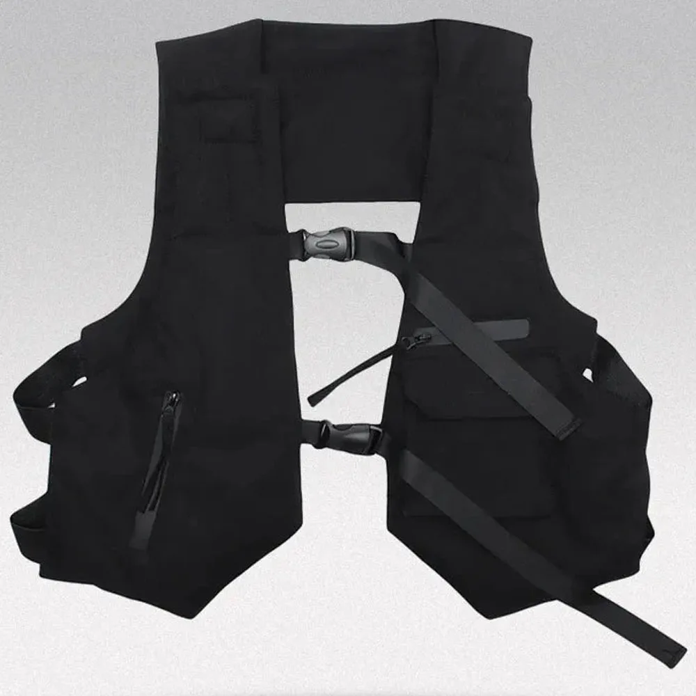 High Quality Custom design multi pockets fashion tactical vest streetwear suede gilet jackets for men