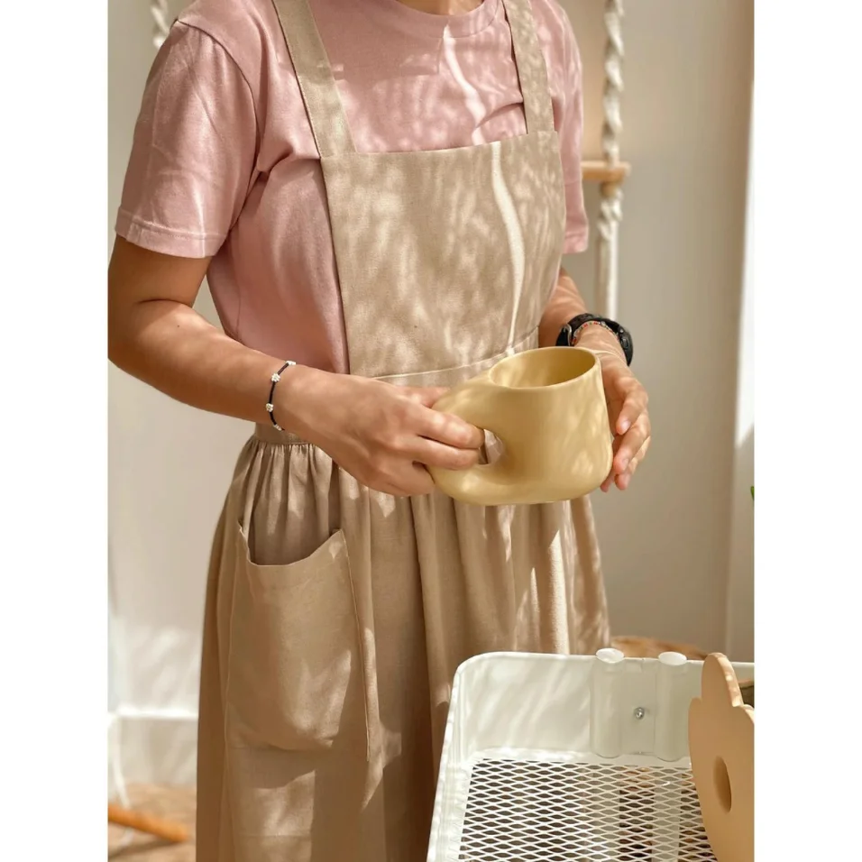 Linen Hand Embroidered Apron Apron For Women Embroidery Aprons Home Kitchen Garden OEM Made In Vietnam