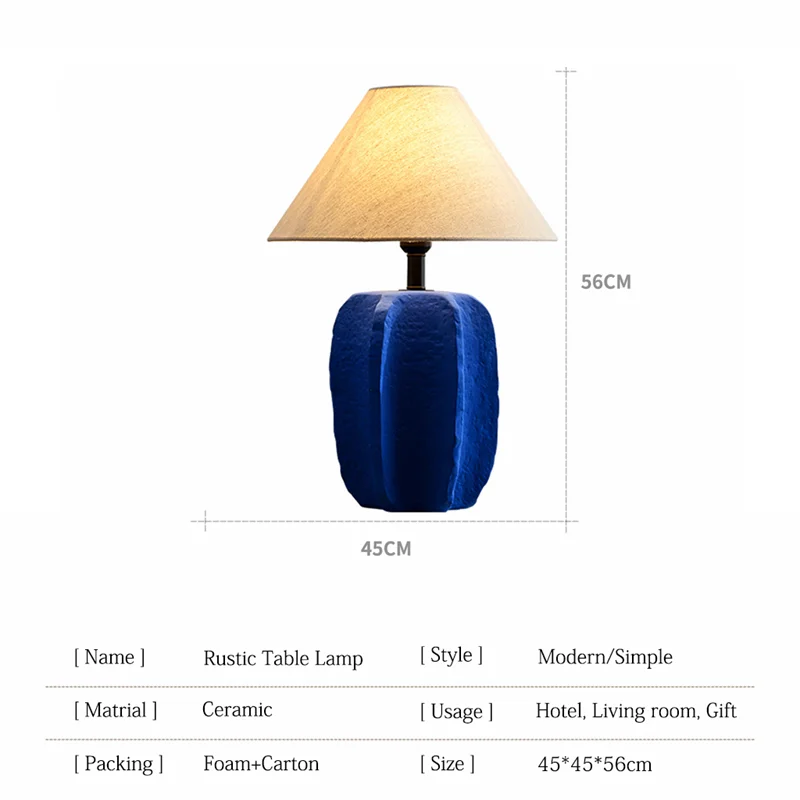 Antique Porcelain Clay Pot Desk Light Wabi Sabi Style handmade Hotel Bedside Retro Table Lamp