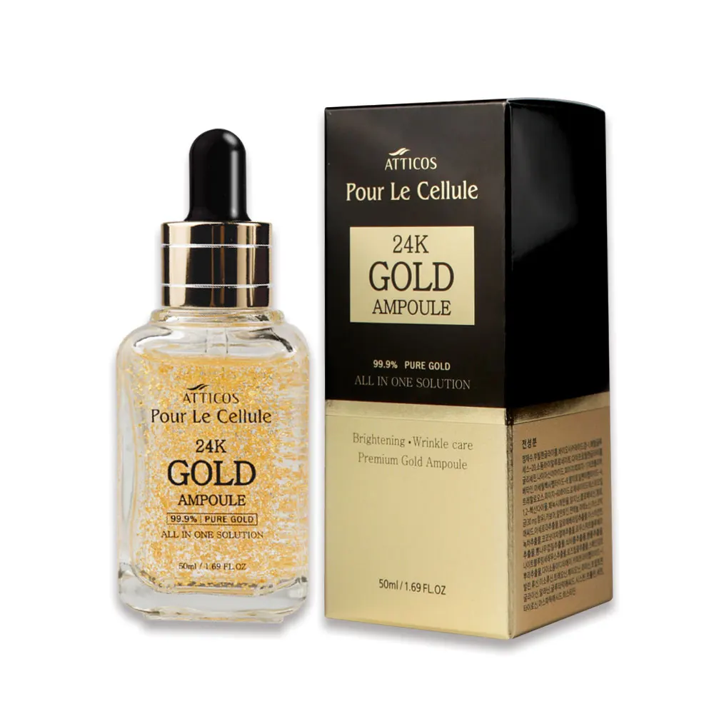 ATTICOS 24k Gold Ampoule 50ml Wholesale Medical Exfoliating Serum for Healthy Skin Luxury Korean Beauty Cosmetics