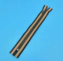 OEKO-TEX Metal zipper, glod teeth double slider lace tape