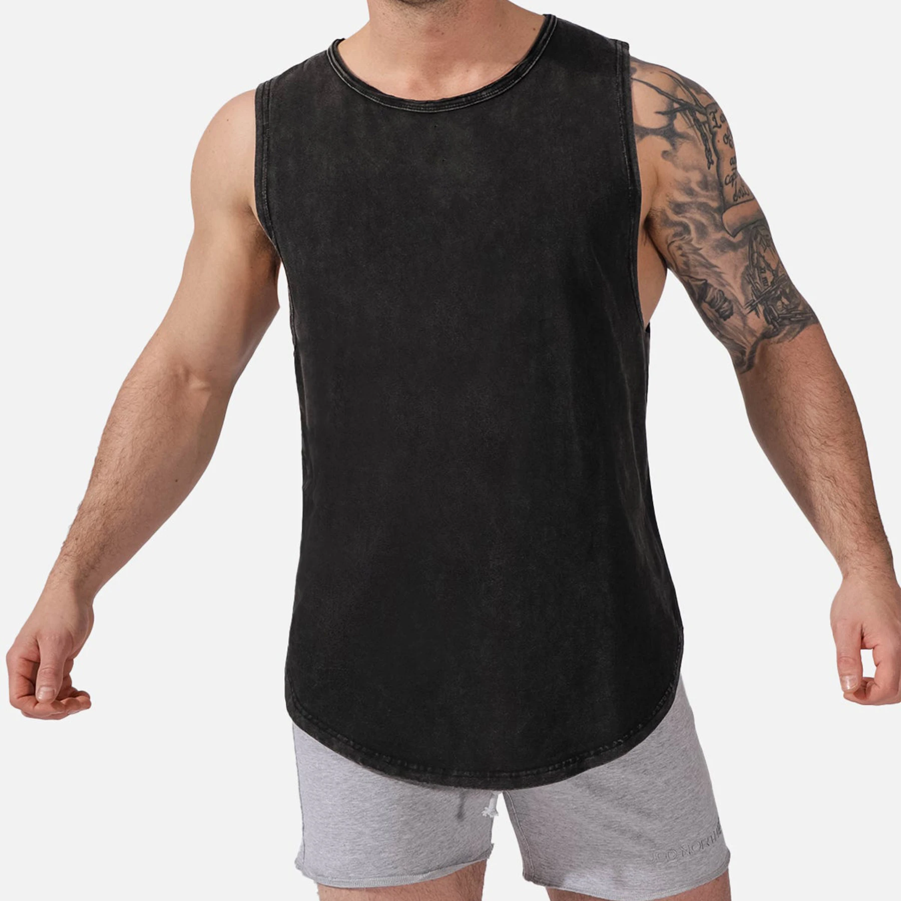 Wholesale Custom Logo Comfortable Solid Color Men Casual 100% Cotton Breathable Tank Tops