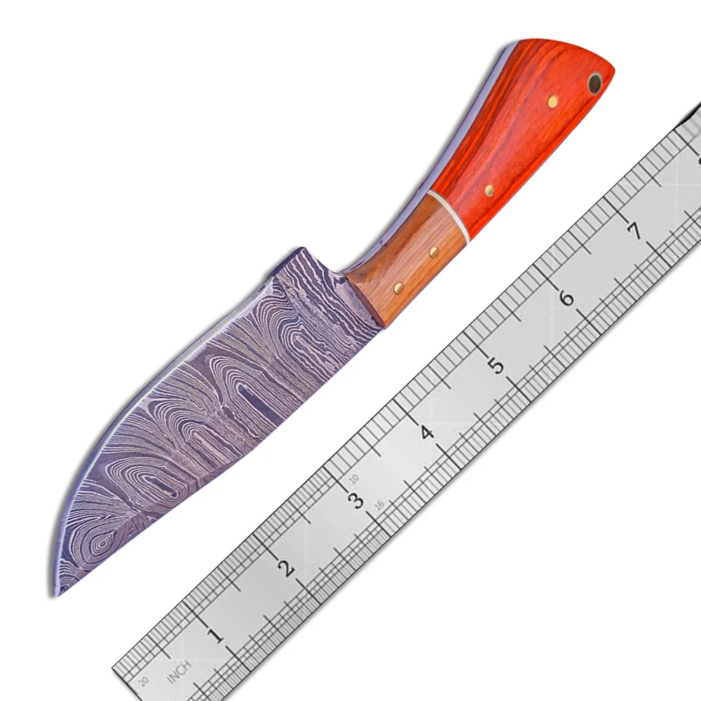 Hot Selling New Arrival Full Tang Damascus Knife with Steel Blade and Wood Handle for Outdoor Survival Hunting Industrial Use