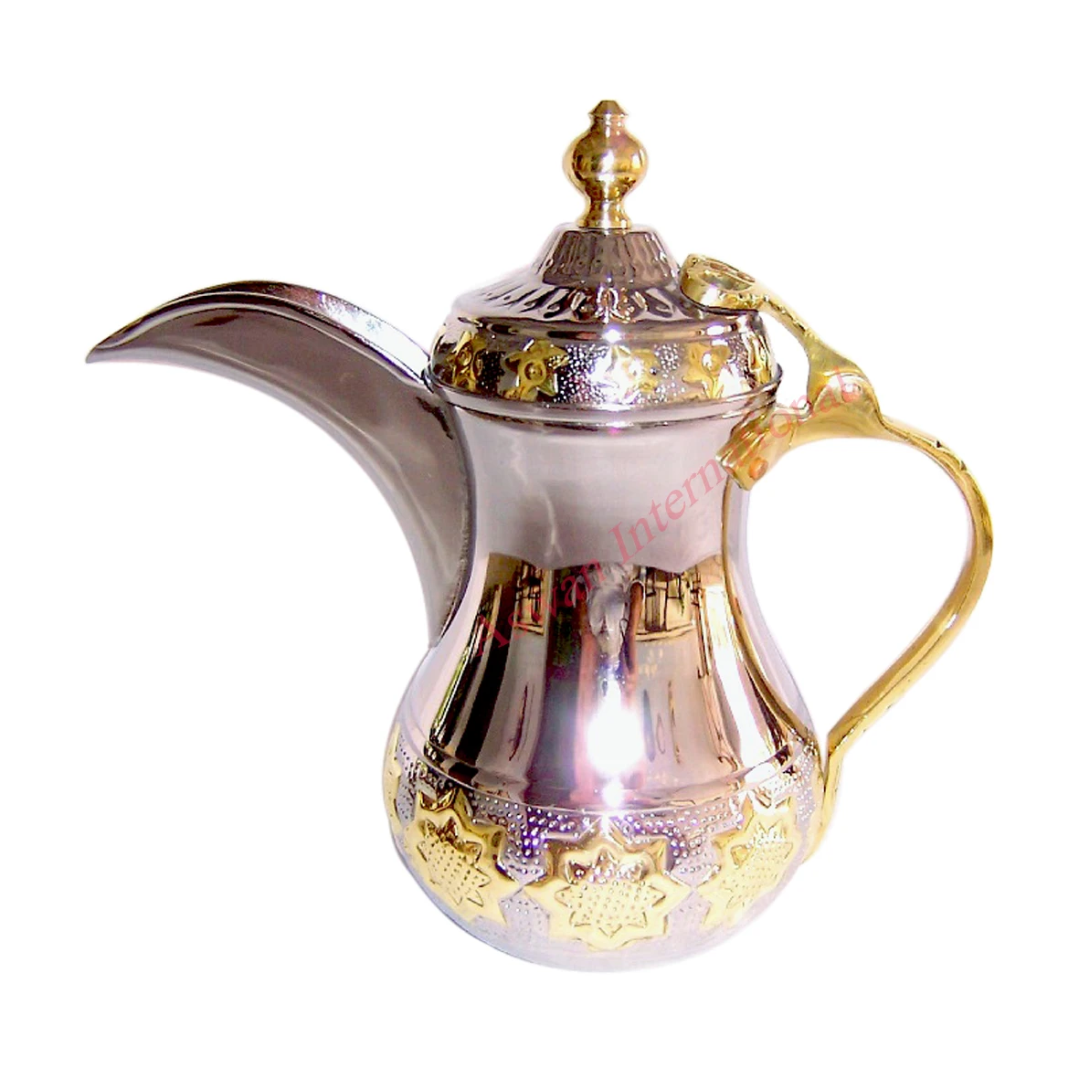 Dallah Hammered Brass Arabic Coffee Pot Gold Color Arabic Tea and Coffee Sets With Customized Logo and Packaging Kitchen Item