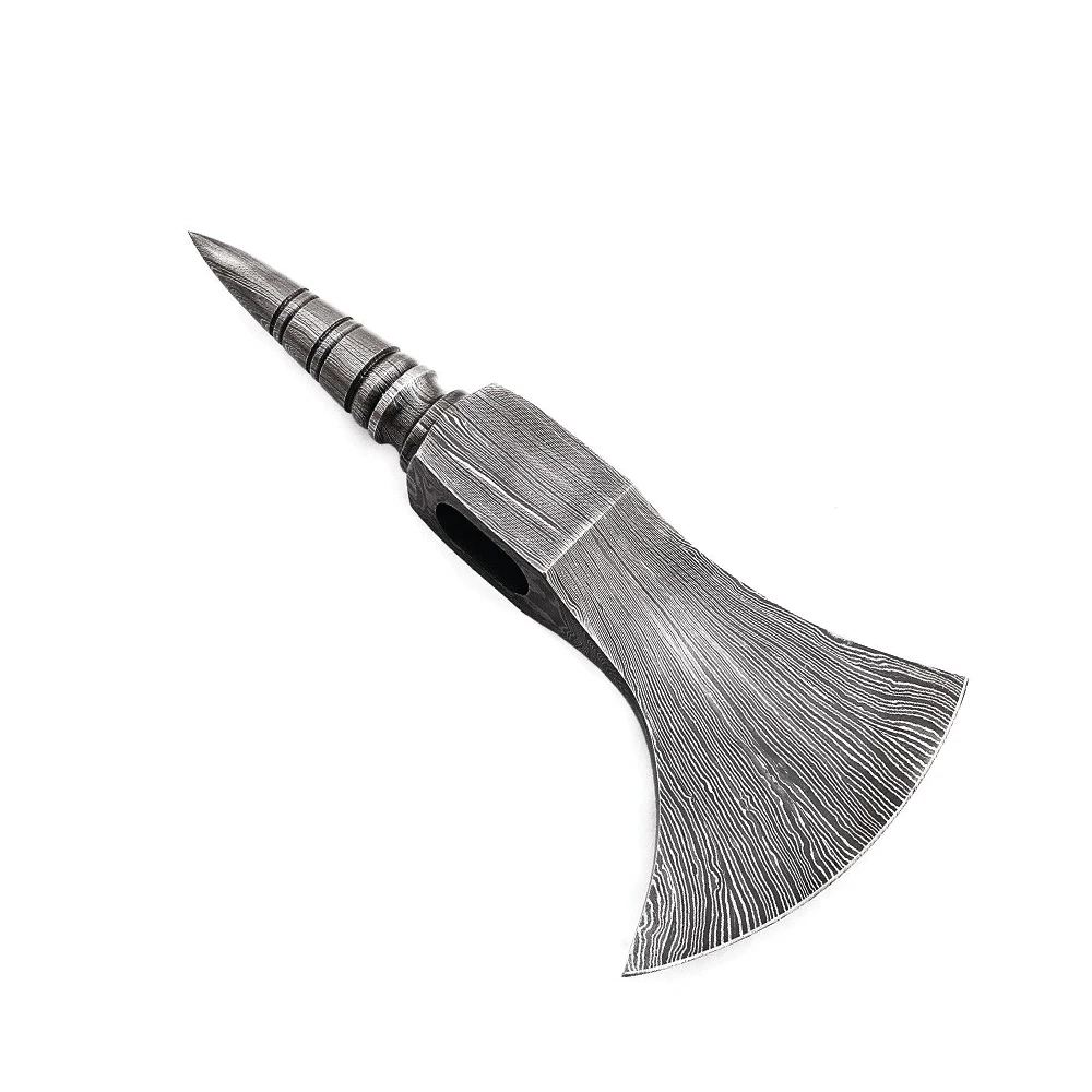 Highly Rated Outdoor Camping Tool Handmade Damascus Steel Axe Head Hatchet with Wood Handle Hand Forged and Cover Included