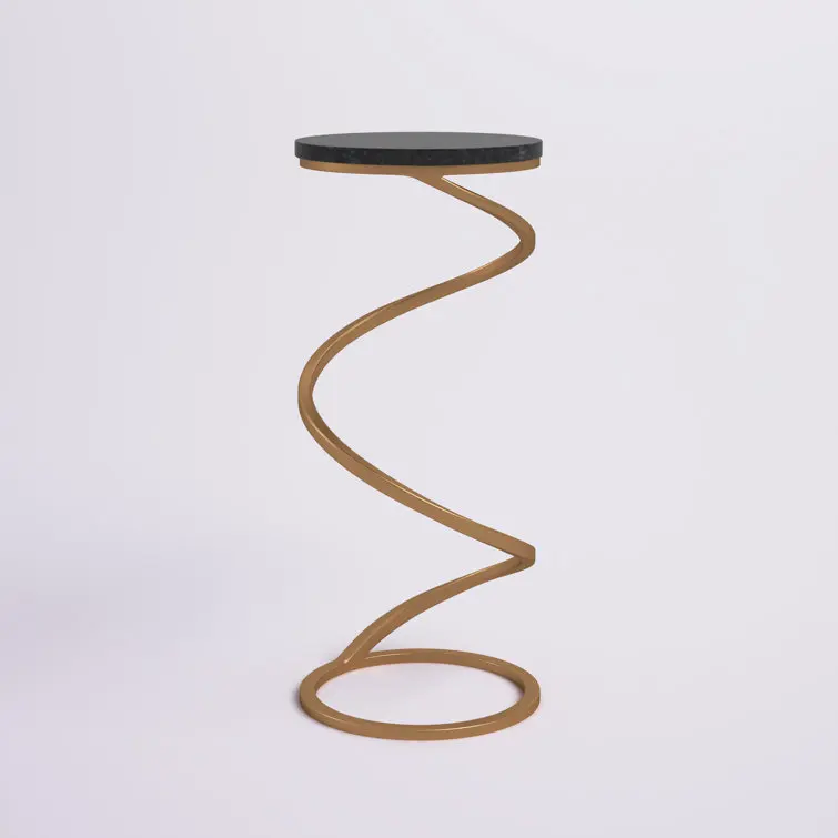 Classic Metal Spiral Round Marble Table, Top End Metal Base Table for Offices and Living Room Purpose By WB INC INDIA