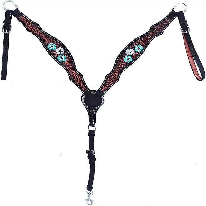 Leather Breast Collar Western Set Tack Headstall Horse Tooling And Carving