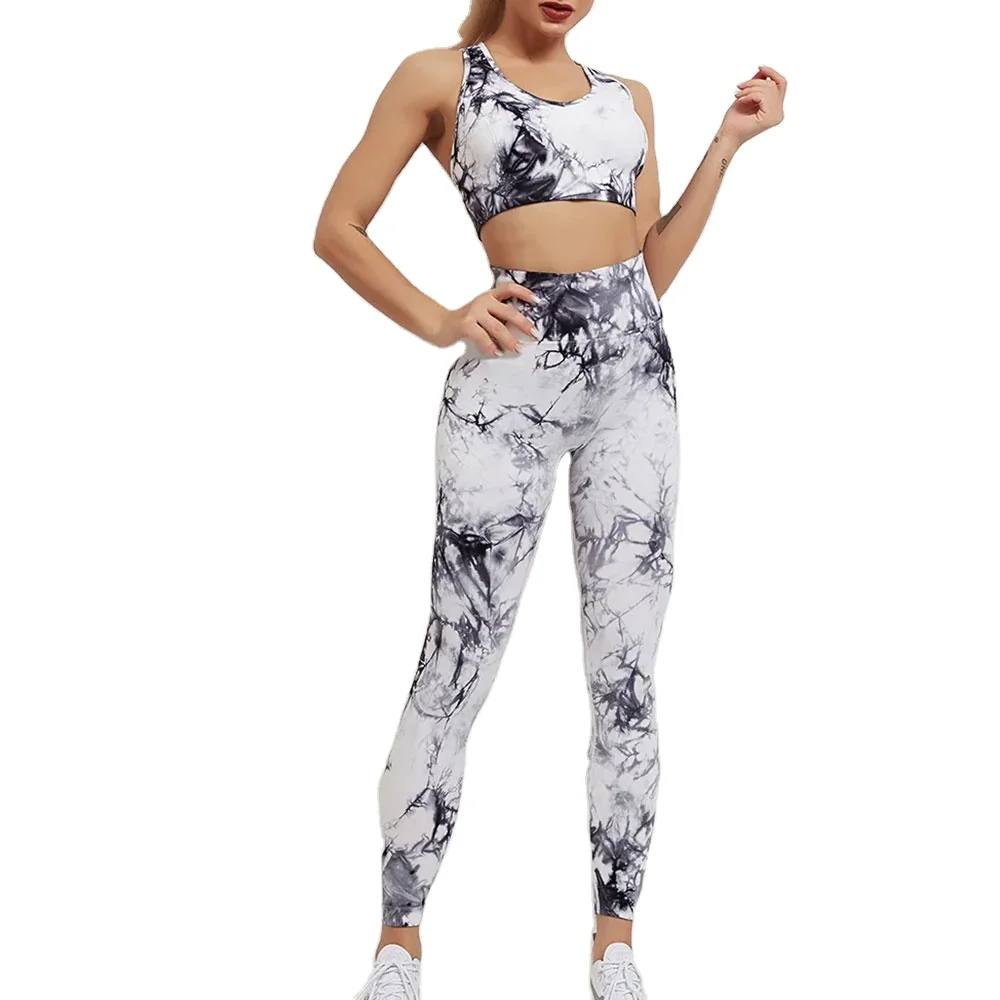 Wholesale Summer Gym Fitness Yoga Set Women Fashion Print High Waist Yoga Wear Fitness Sets
