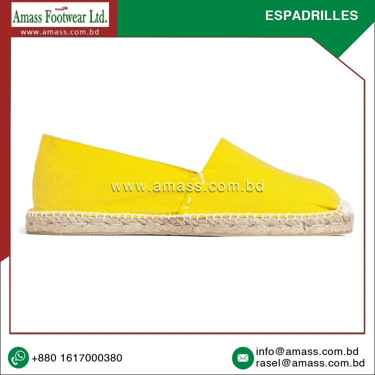 Global Supplier and Exporter of High Grade Best Selling Customized 100% Cotton Canvas Material Espadrilles Flats