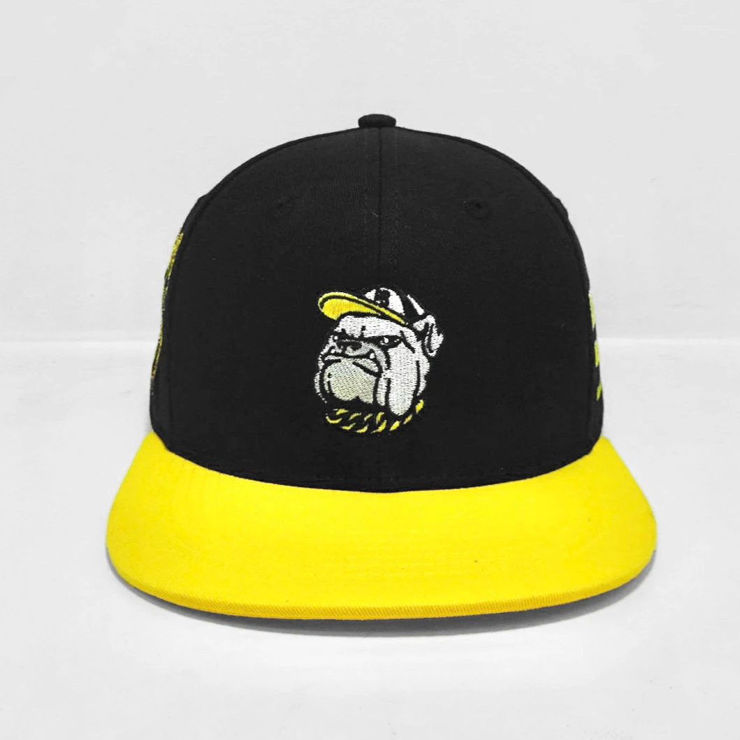 New Arrival Fashion Woven Patch With Cute Animal Or Custom Personalized Logo SnapBack Hat 6 Panel Structured Form Flat Brim