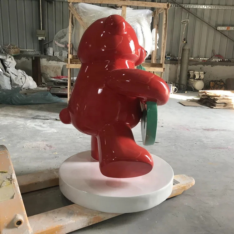 Fiberglass guitar-playing cartoon bear Decorative sculpture animal model customization The shop welcomes guests and furnishes st