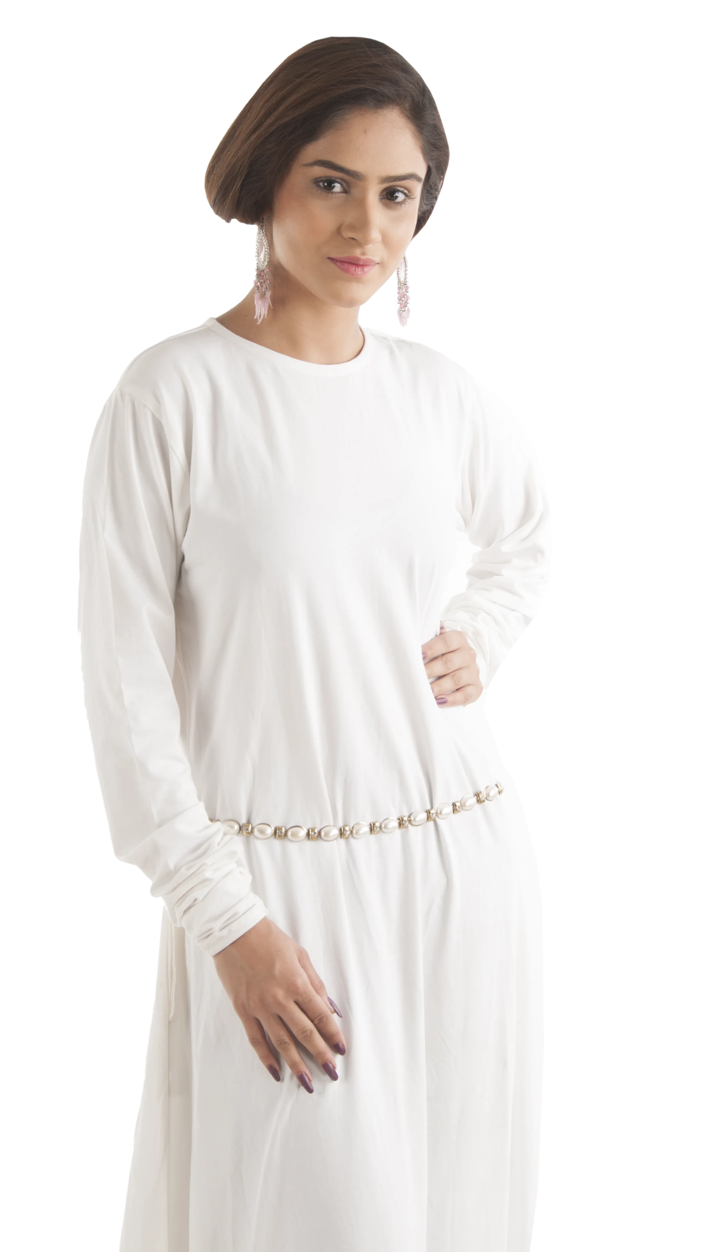 Abaya in Organic Fabric with Round Neck Design and Extra Long Sleeves comfortable abayas for Women and Girls