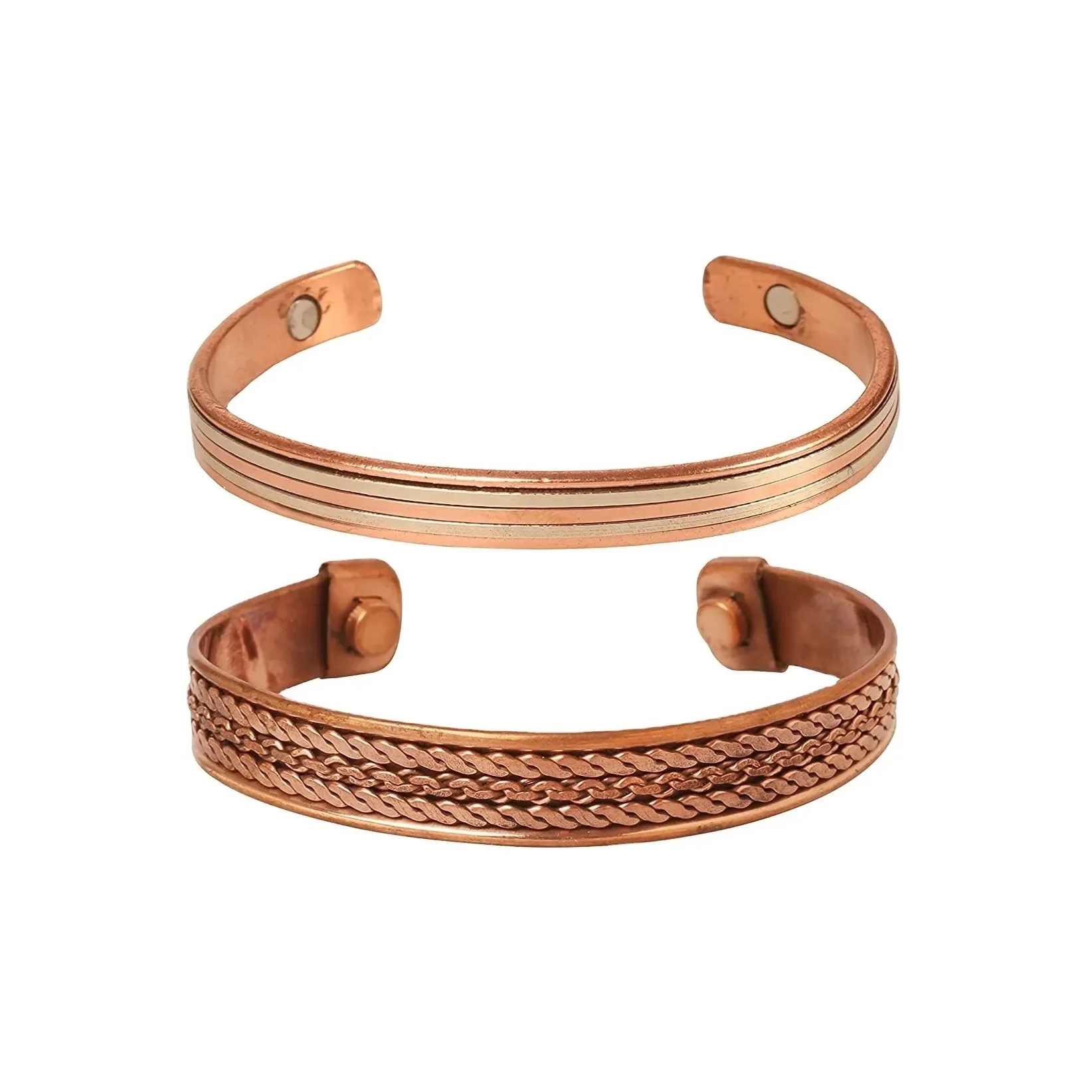 Magnetic Copper Bracelet with 2 Different Design Steel Wire Wearing it Has Health Benefits Copper Cuff Bracelet