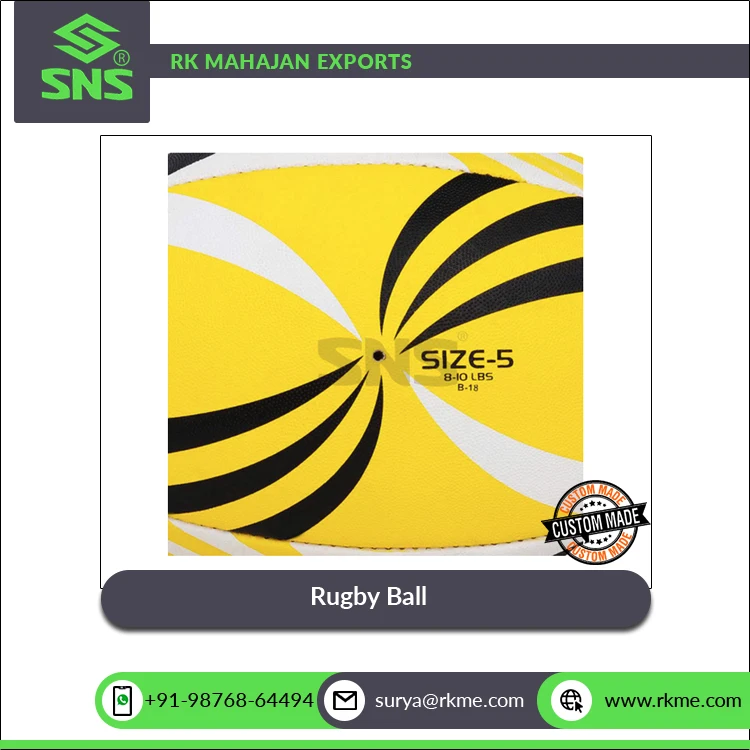 Hand Stitched High Air Retention Latex Bladder 4 Layer Premium Rubber Rugby Ball from Trusted Indian Manufacturer