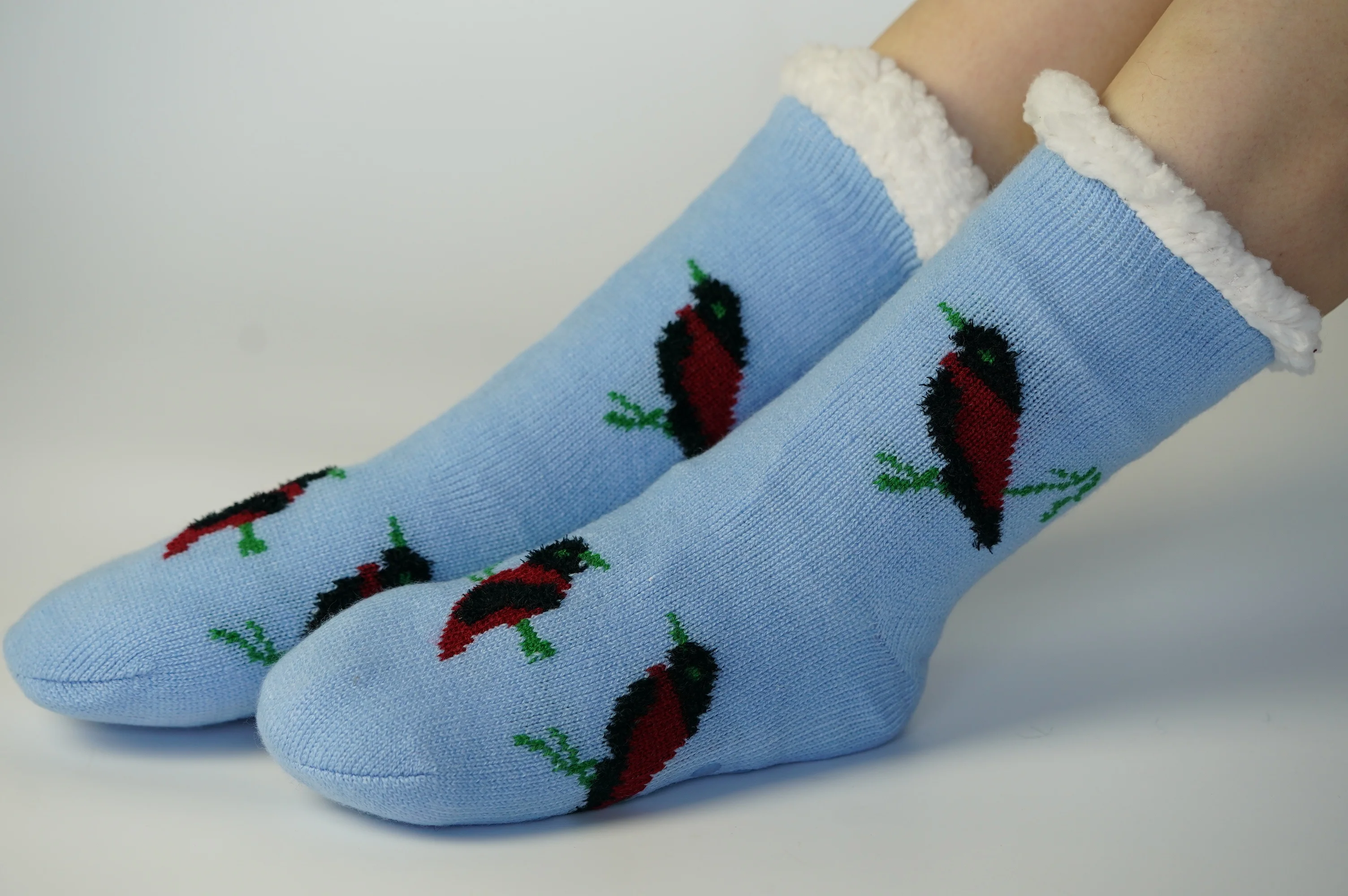 Customized Soft Cozy Winter Fleece With Grippers Women Slipper Socks Floor Sock
