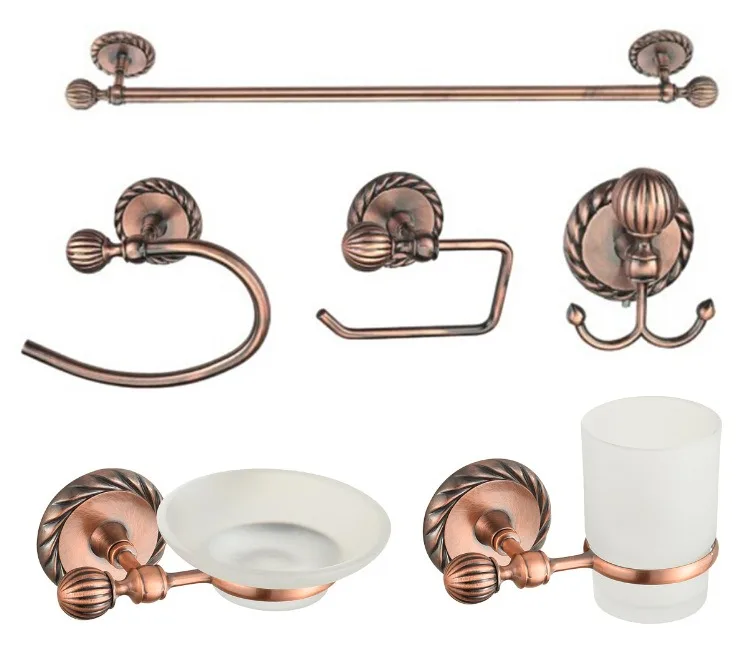 Bathroom Hardware Sets Wall mounted Towel Rail Double Robe Hook Paper Tumbler Soap Dish Holder with Frosted Glass Inserts