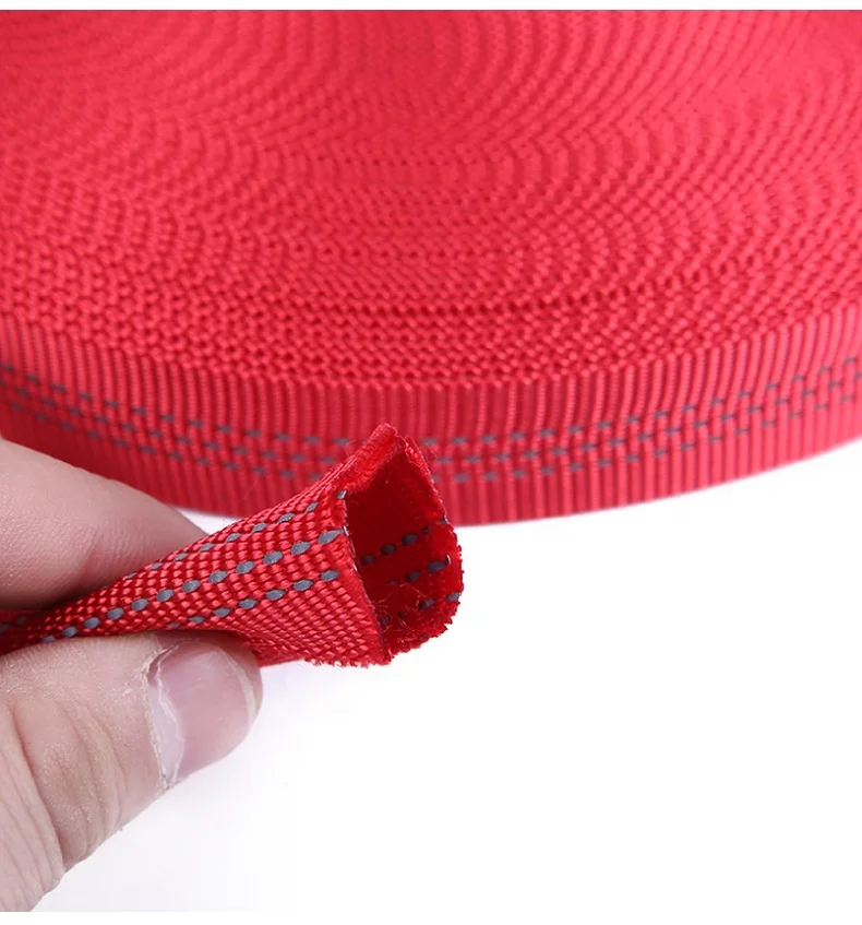wholesale 1' nylon webbing double layers hollow tubular reflective strap for traction pet dog leash